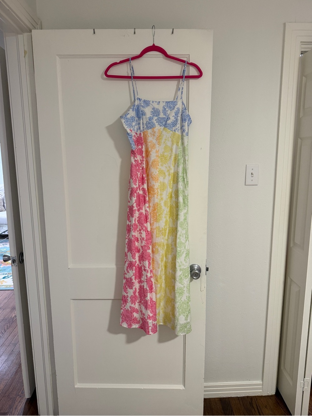 Multi-Color Floral Slip Dress with Spaghetti Straps